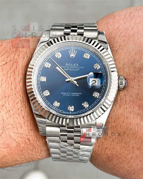 rolex diamant blau|Rolex datejust 41.